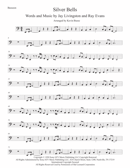 Free Sheet Music Silver Bells Easy Key Of C Bassoon