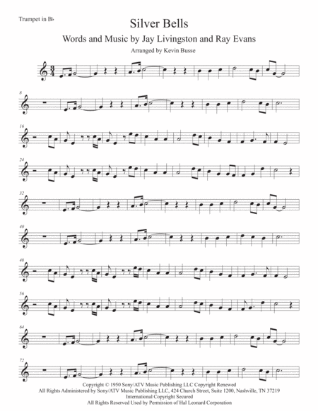 Silver Bells Easy Key Of C Trumpet Sheet Music