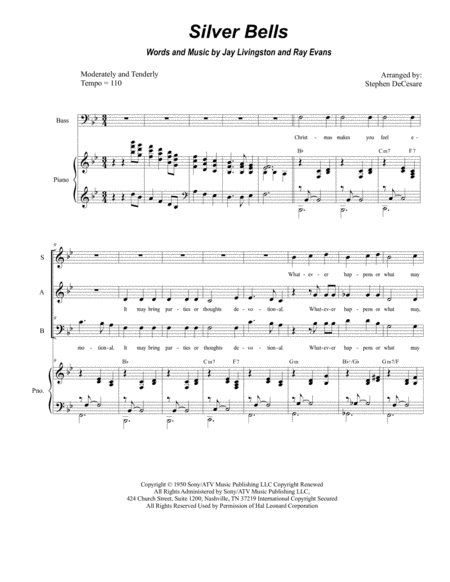 Free Sheet Music Silver Bells For Sab