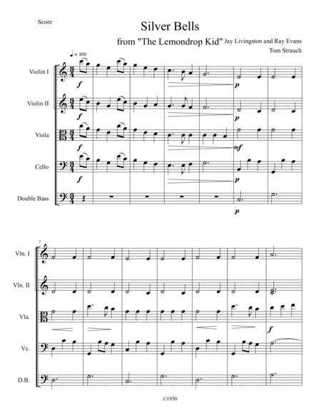 Silver Bells For String Quartet Or String Orchestra With Optional Bass Part Sheet Music