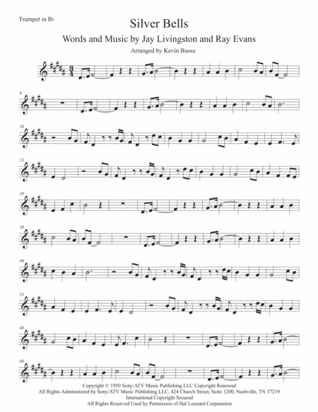 Free Sheet Music Silver Bells Original Key Trumpet