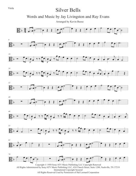 Free Sheet Music Silver Bells Viola