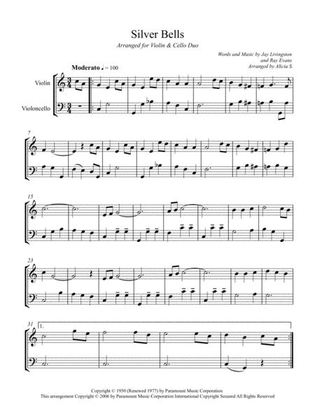 Silver Bells Violin Cello Duo Sheet Music