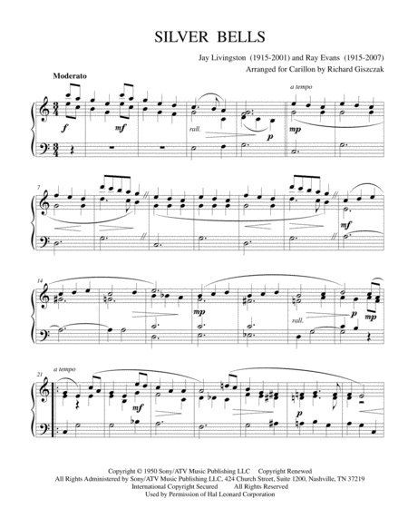 Free Sheet Music Silver Bells