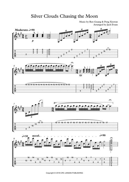 Silver Clouds Chasing The Moon Solo Guitar Sheet Music