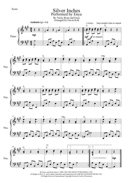 Free Sheet Music Silver Inches
