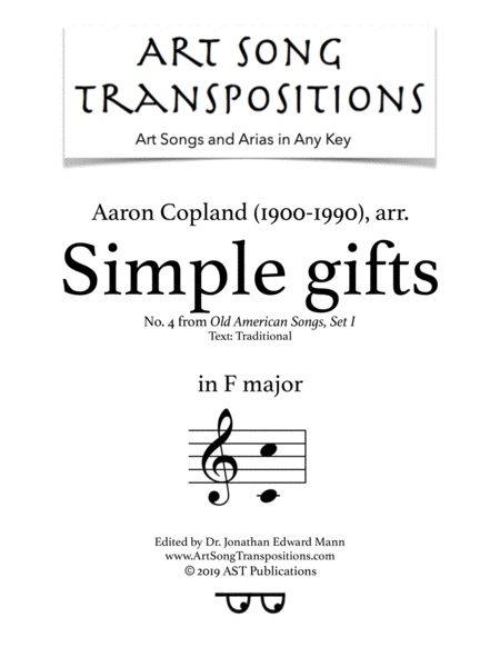 Simple Gifts F Major Sheet Music