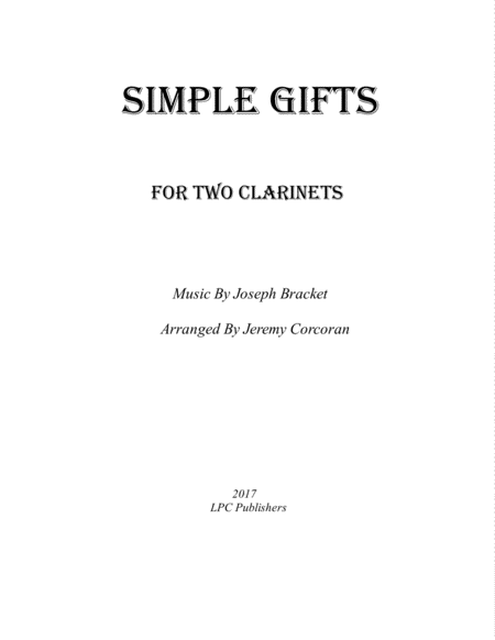 Simple Gifts For Two Clarinets Sheet Music