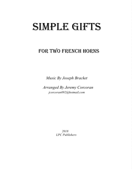 Simple Gifts For Two French Horns Sheet Music