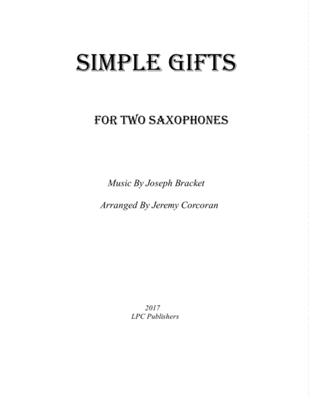 Free Sheet Music Simple Gifts For Two Saxophones