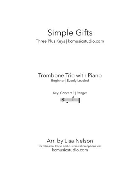 Free Sheet Music Simple Gifts Trombone Trio With Piano Accompaniment