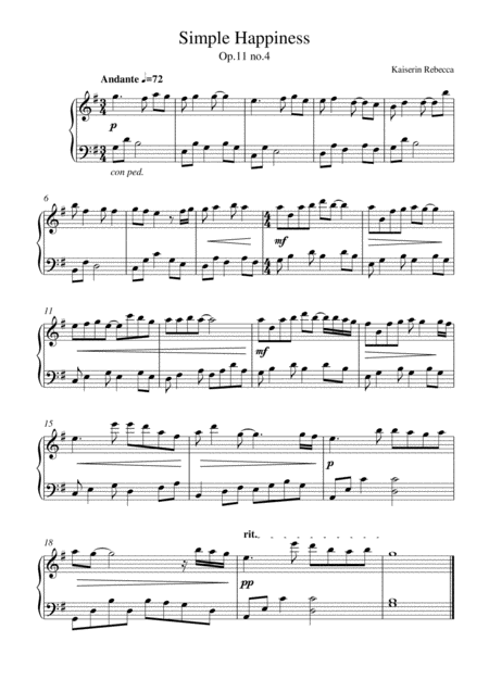 Free Sheet Music Simple Happiness Op 11 No 4