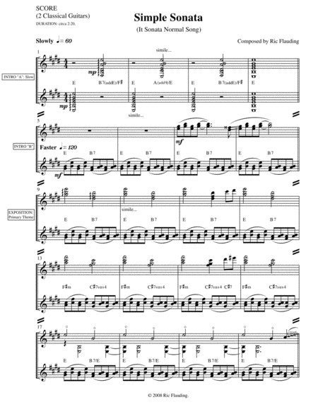 Simple Sonata Guitar Duet Sheet Music