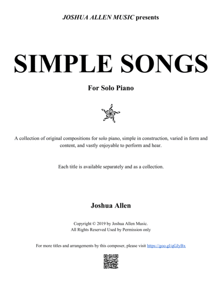 Free Sheet Music Simple Songs I V