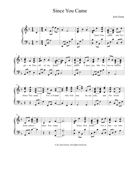 Free Sheet Music Since You Came