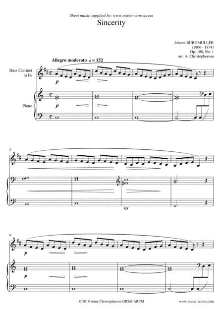 Free Sheet Music Sincerity Burgmuller Op 100 No 1 Bass Clarinet And Piano