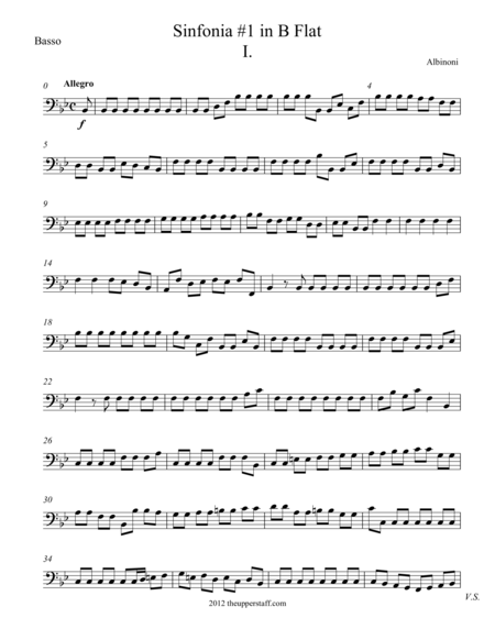 Sinfonia 1 In B Flat Major Movement 1 Sheet Music