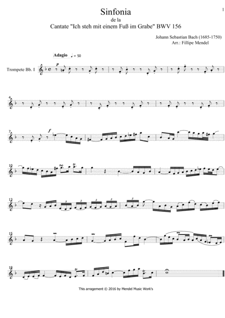 Sinfonia Bwv 156 Sheet Music