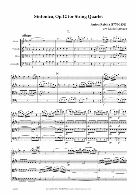 Sinfonico Op 12 For String Quartet Sheet Music