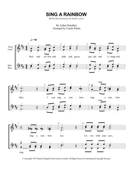 Sing A Rainbow Choral Pricing Sheet Music