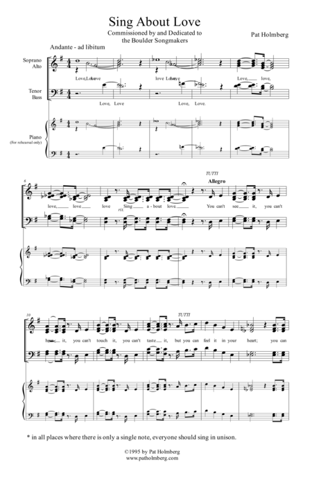 Sing About Love Sheet Music