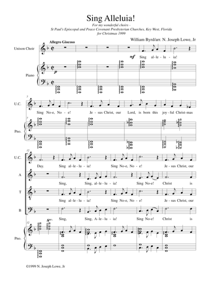 Free Sheet Music Sing Alleluia