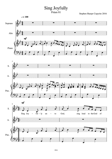 Free Sheet Music Sing Joyfully