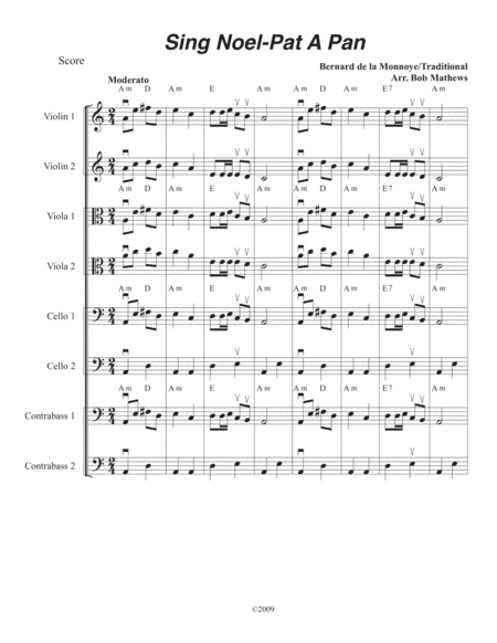 Free Sheet Music Sing Noel Pat A Pan For Strings