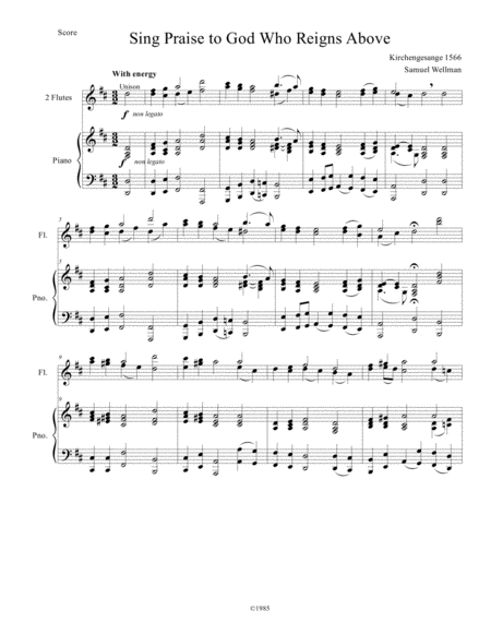 Sing Praise To God Who Reigns Above Sheet Music