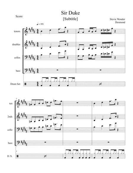 Free Sheet Music Sir Duke For Steel Band