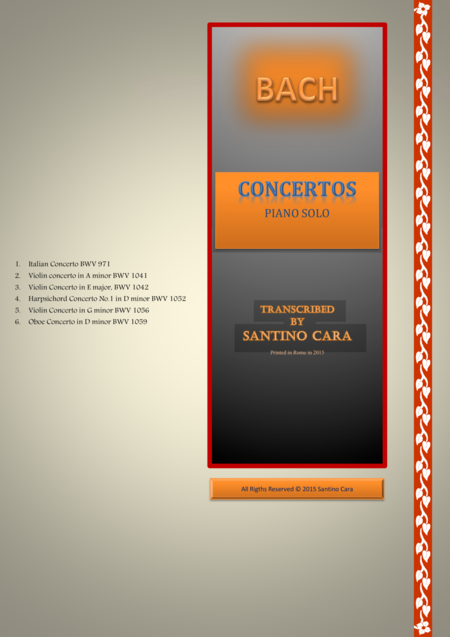 Free Sheet Music Six Bachs Orchestral Concertos For Piano
