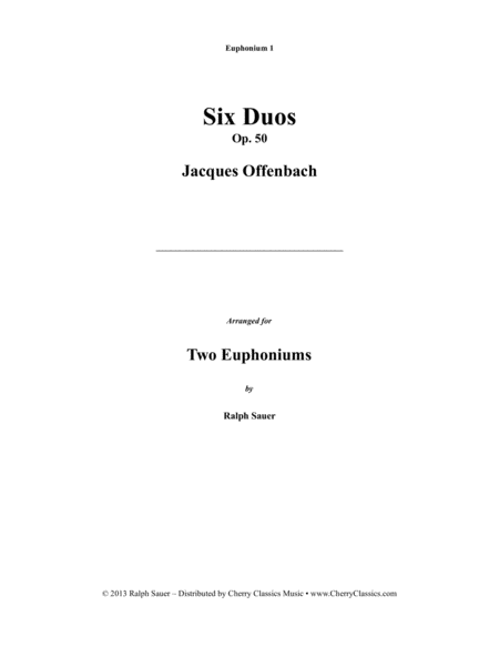 Free Sheet Music Six Duos For Euphoniums