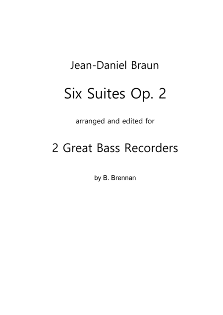 Free Sheet Music Six Suites Op 2 For 2 Great Bass Recorders Score