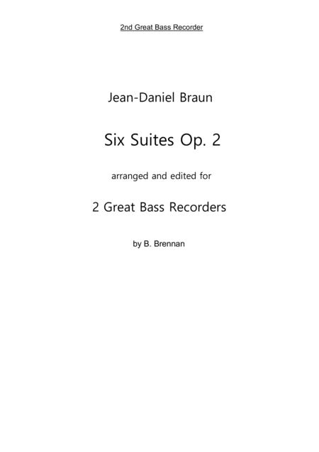 Free Sheet Music Six Suites Op 2 For Great Bass Recorder 2nd Great Bass Part