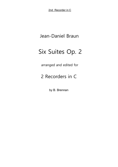 Six Suites Op 2 For Recorder In C 2nd Part Sheet Music