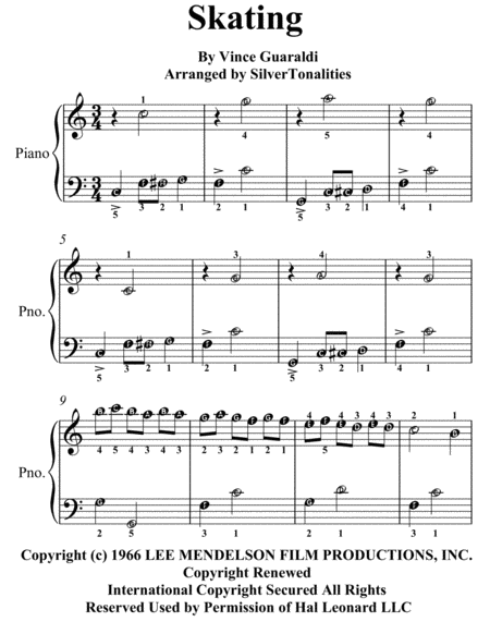 Skating Easy Piano Sheet Music Sheet Music