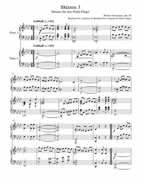 Free Sheet Music Sketch 3 From Sketches For Pedal Piano