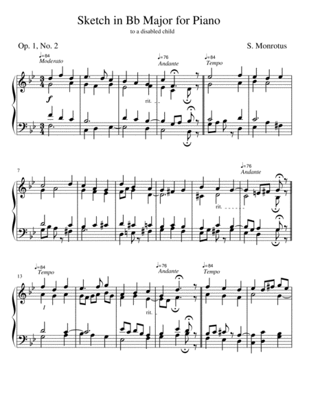 Sketch In Bb Major For Piano Sheet Music