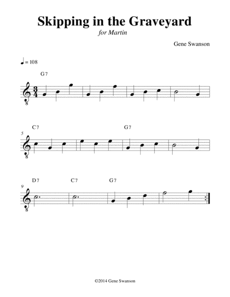 Skipping In The Graveyard Play Along Sheet Music