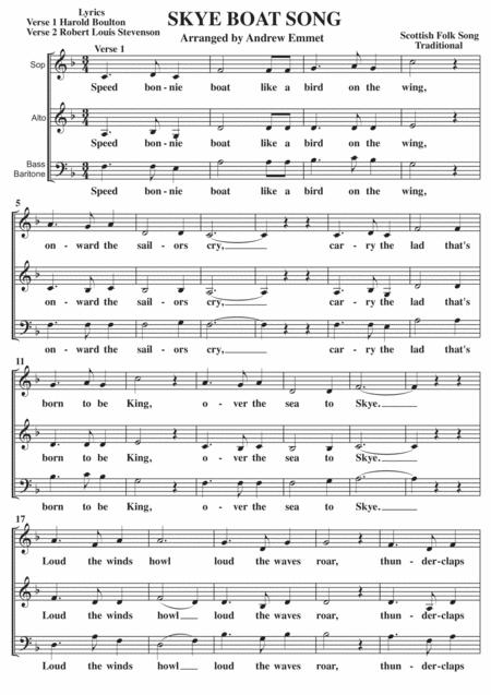 Free Sheet Music Skye Boat Song A Cappella Sab