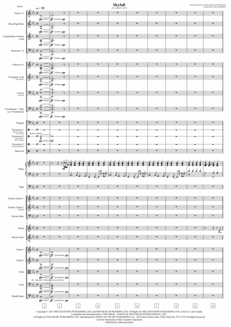 Skyfall Orchestra Voice Transcription Of Original Score And Parts Sheet Music