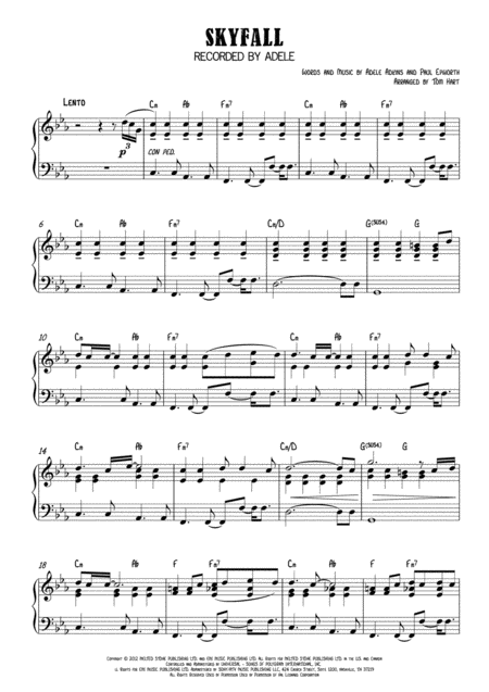 Skyfall Piano Solo Sheet Music