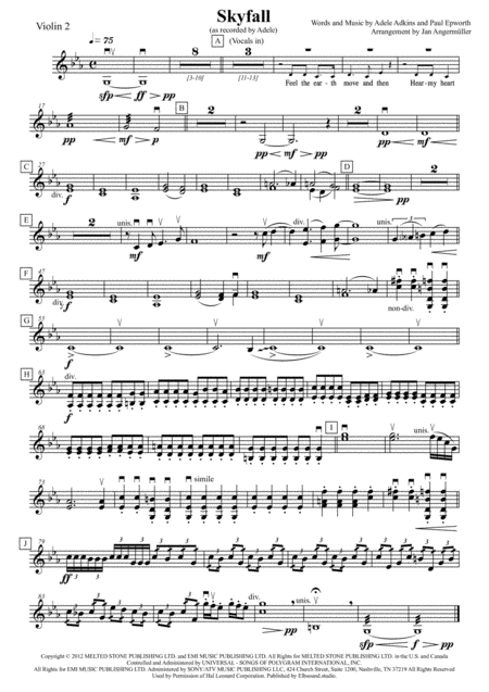 Skyfall Violin 2 Play A Long With Adeles Original Recording For James Bond Sheet Music