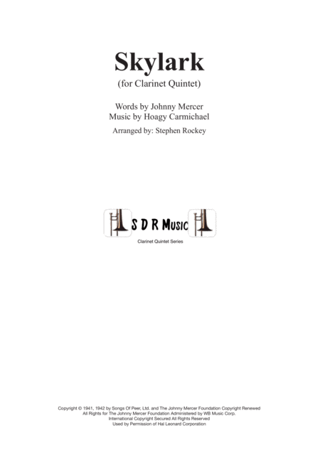 Skylark For Clarinet Quintet Sheet Music