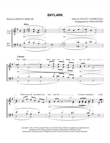 Skylark Ttbb W Tenor Melody Sheet Music