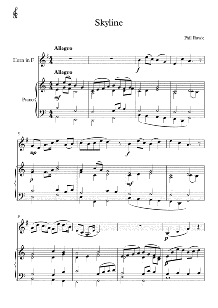 Free Sheet Music Skyline French Horn Piano