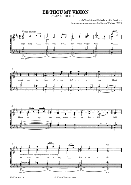 Slane Hymn Tune Last Verse Arrangement D Sheet Music