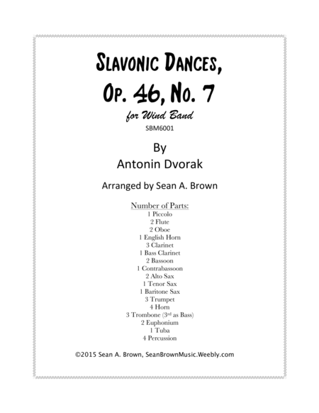 Slavonic Dances Op 46 No 7 In C Minor Sheet Music