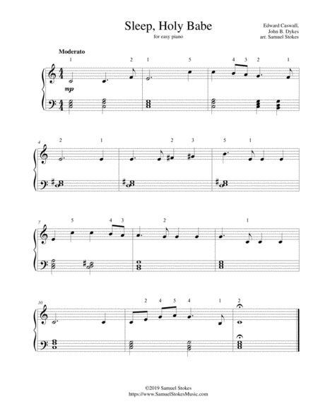 Free Sheet Music Sleep Holy Babe For Easy Piano