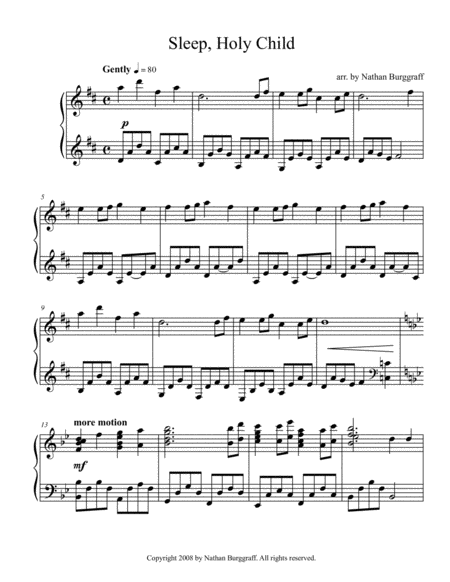 Free Sheet Music Sleep Holy Child